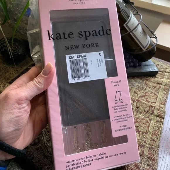Kate Spade Glitter iPhone 12 mini removable magnetic case/card snap Crosby - Picture 10 of 16